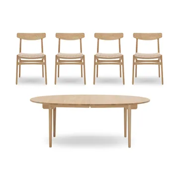 CH338 matbord + CH23 stol 4-pack - Oljad ek-natur - undefined - Carl Hansen & Søn