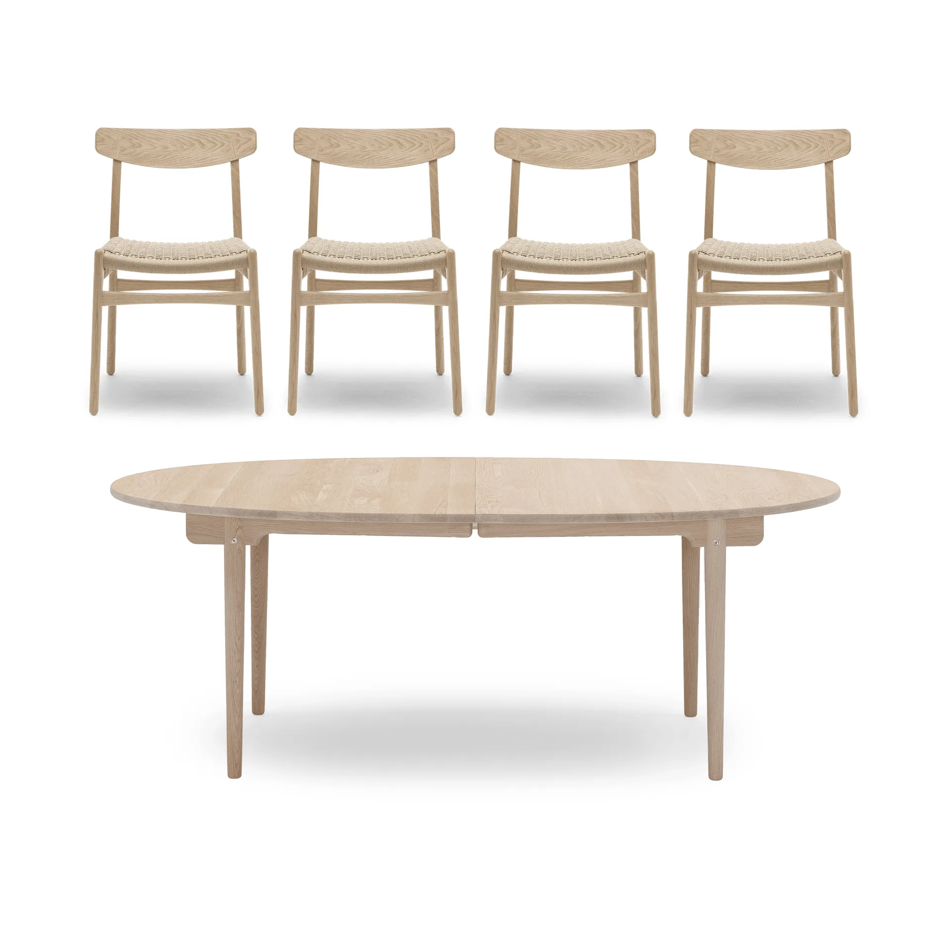CH338 matbord + CH23 stol 4-pack - Vitoljad ek-natur,  Carl Hansen & Søn