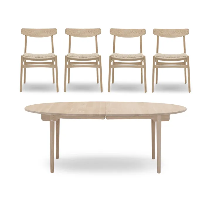 CH338 matbord + CH23 stol 4-pack - Vitoljad ek-natur - undefined - Carl Hansen & Søn
