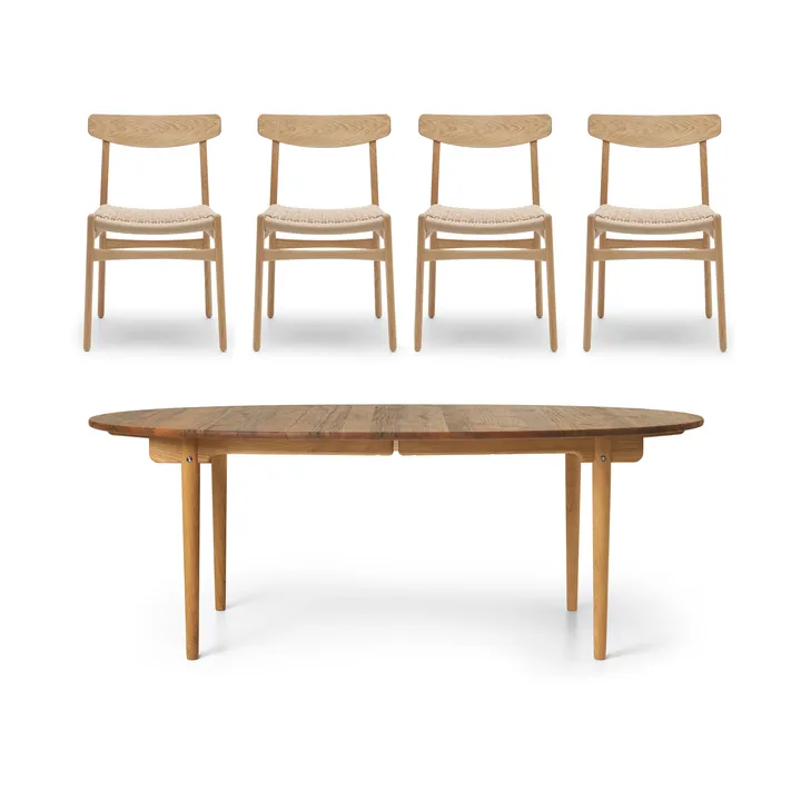 CH338 matbord & ilägg + CH23 stol 4-pack - Teak-ek - undefined - Carl Hansen & Søn