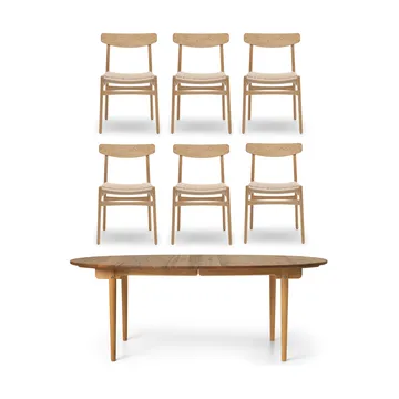 CH338 matbord & ilägg + CH23 stol 6-pack - Teak-ek - undefined - Carl Hansen & Søn