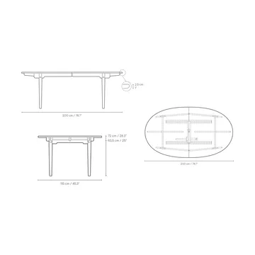 CH338 matbord med plats för 2 ilägg - Vitoljad ek, 200x115 cm - Carl Hansen & Søn