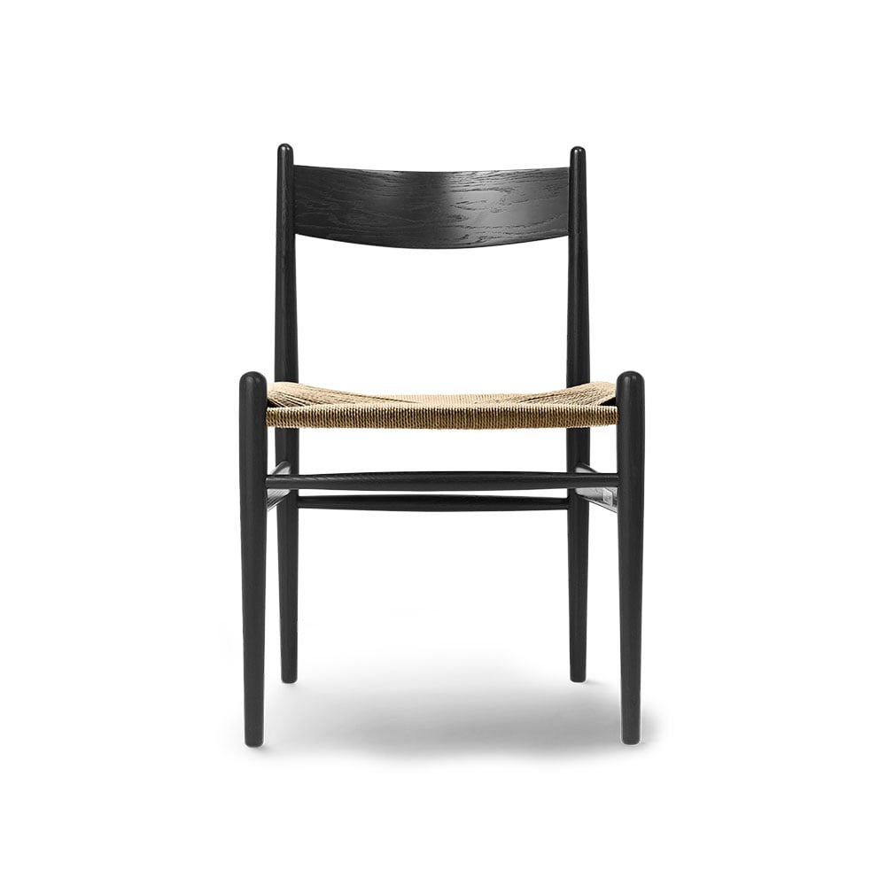 Carl Hansen & Son CH36 stol Svartlackad-naturflätad