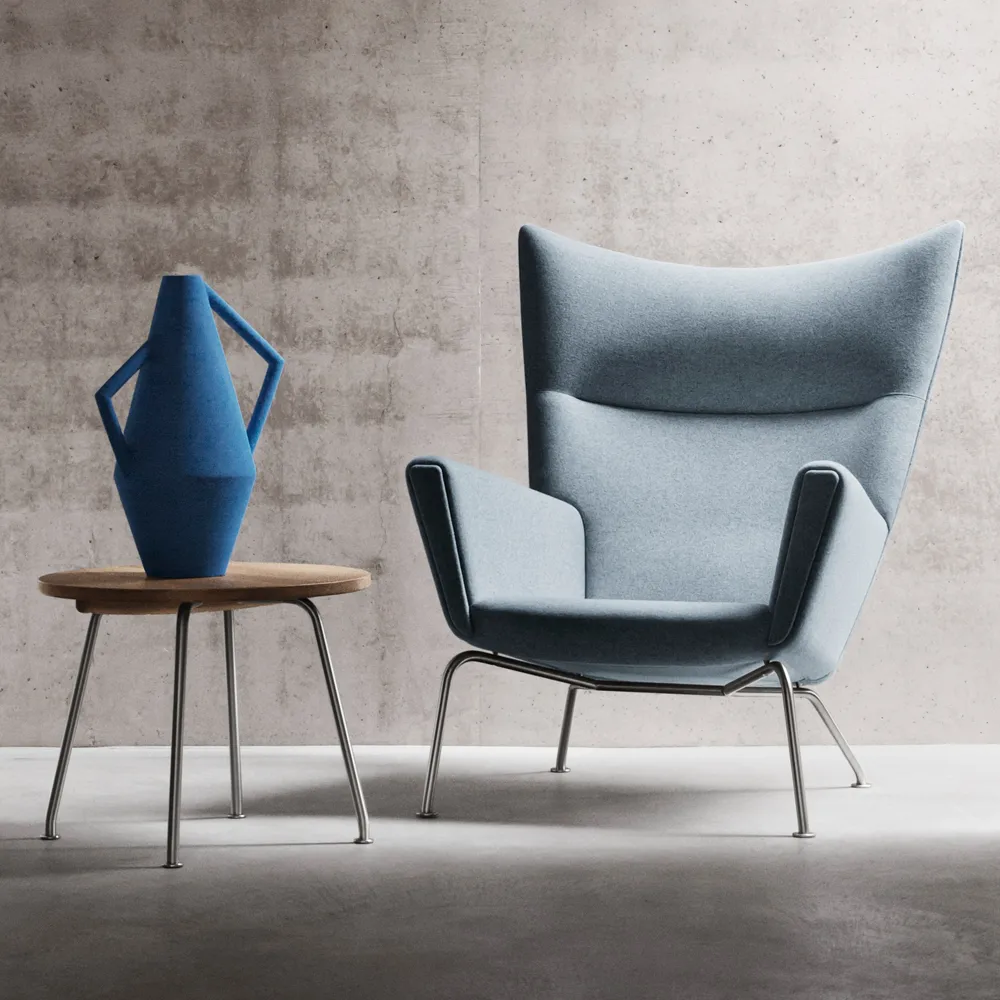 CH445 Wing Chair fåtölj, Remix 173-rostfria stålben Carl Hansen & Søn