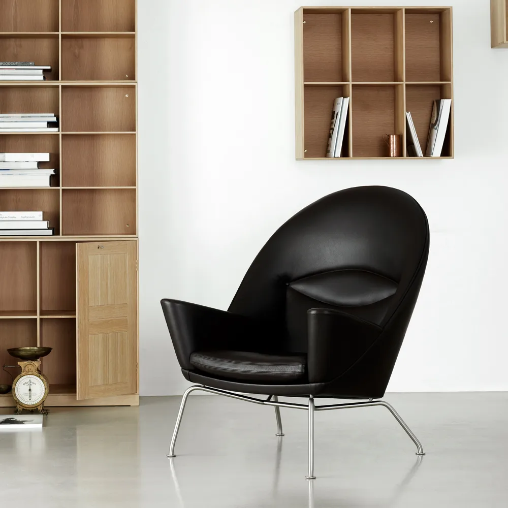 CH468 Oculus Chair fåtölj rostfria stålben, Divina melange 120 ljusgrå Carl Hansen & Søn