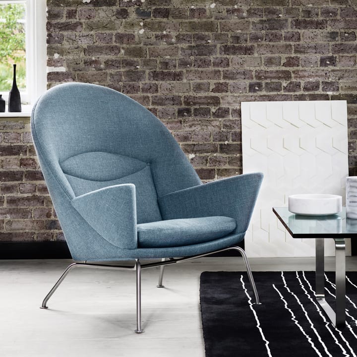 CH468 Oculus Chair fåtölj rostfria stålben, Hallingdal 523 tyg Carl Hansen & Søn