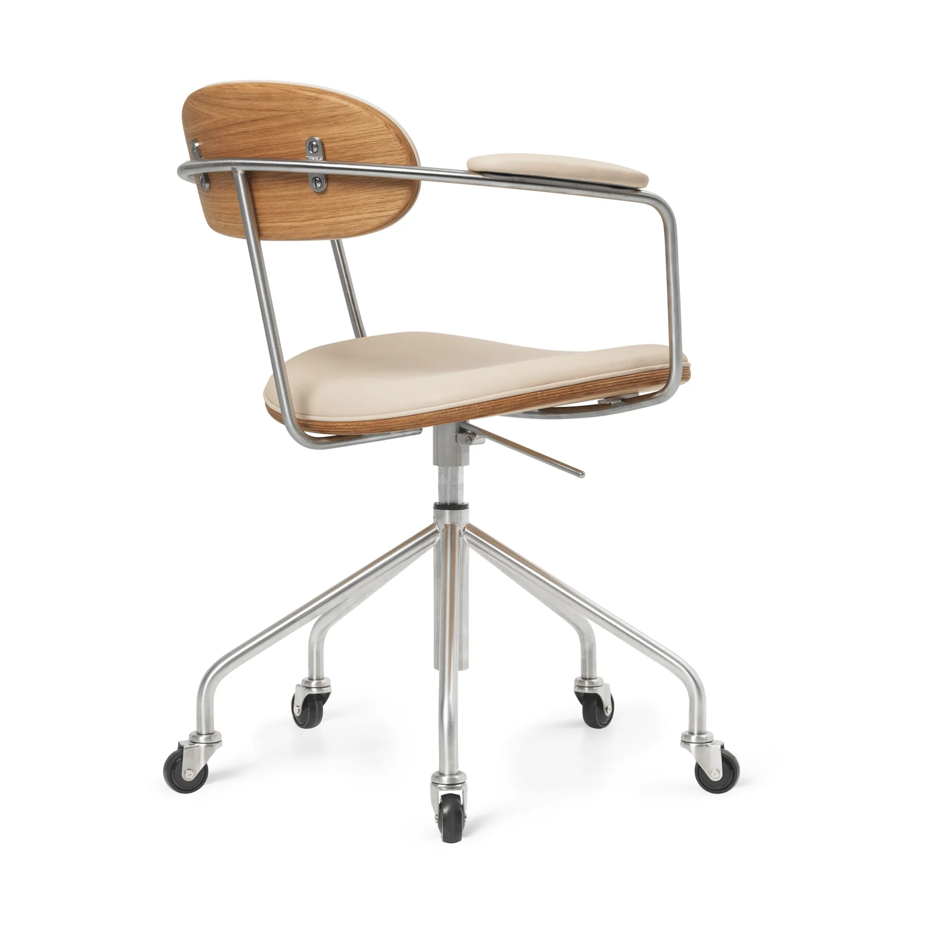 CH621 Swivel Chair, Läder Sif 90 beige-oljad ek Carl Hansen & Søn