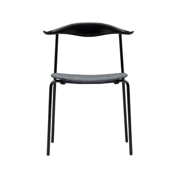 CH88P stol - tyg fiord 151 grå, rygg svartlackad ek, svartlackat stativ - Carl Hansen & Søn