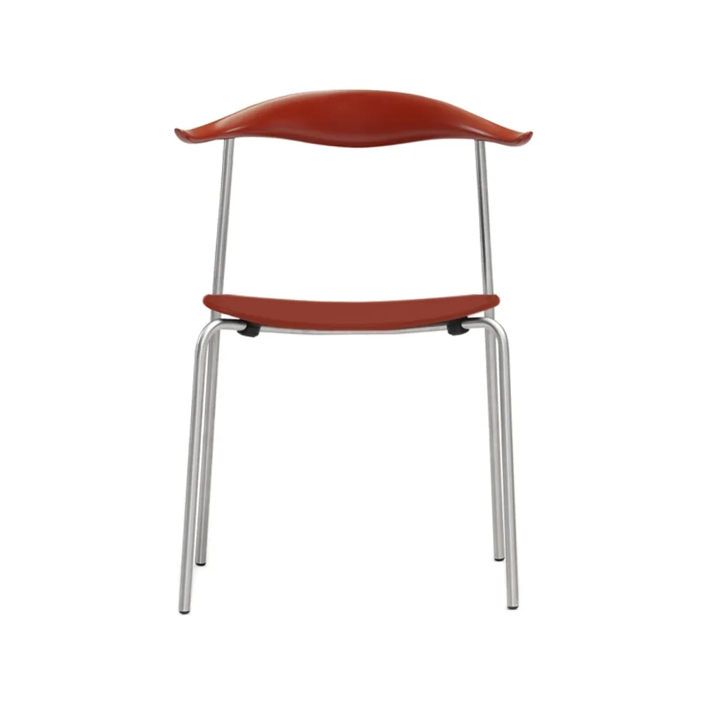 CH88T stol, Rödlackerad bok-rostfritt stål Carl Hansen & Søn