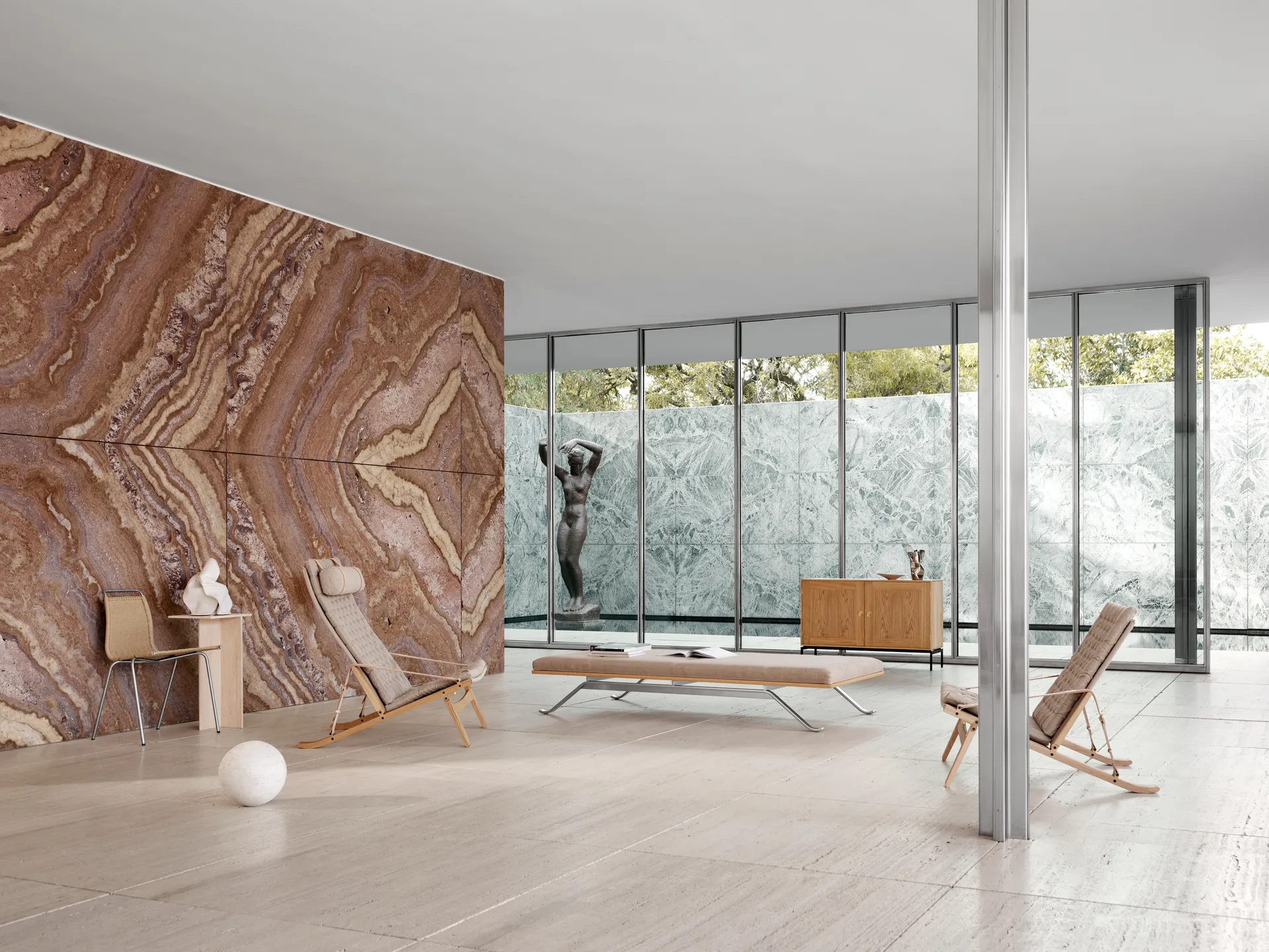 FK10 Plico fåtölj, Tyg canvas natur-oljad ek Carl Hansen & Søn