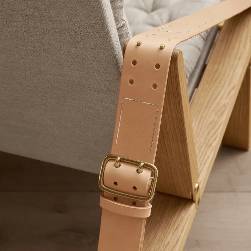 FK10 Plico fåtölj, Tyg canvas natur-oljad ek Carl Hansen & Søn