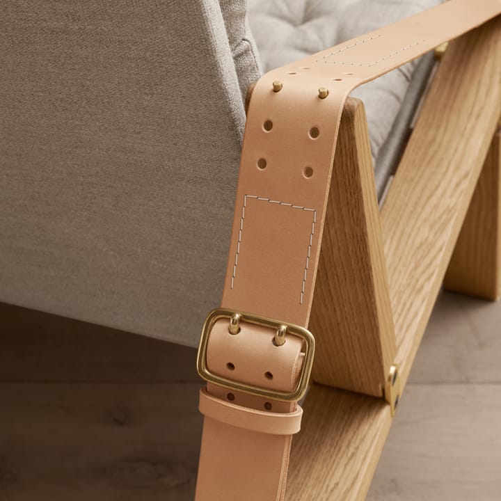 FK10 Plico fåtölj, Tyg canvas natur-vitoljad ek Carl Hansen & Søn