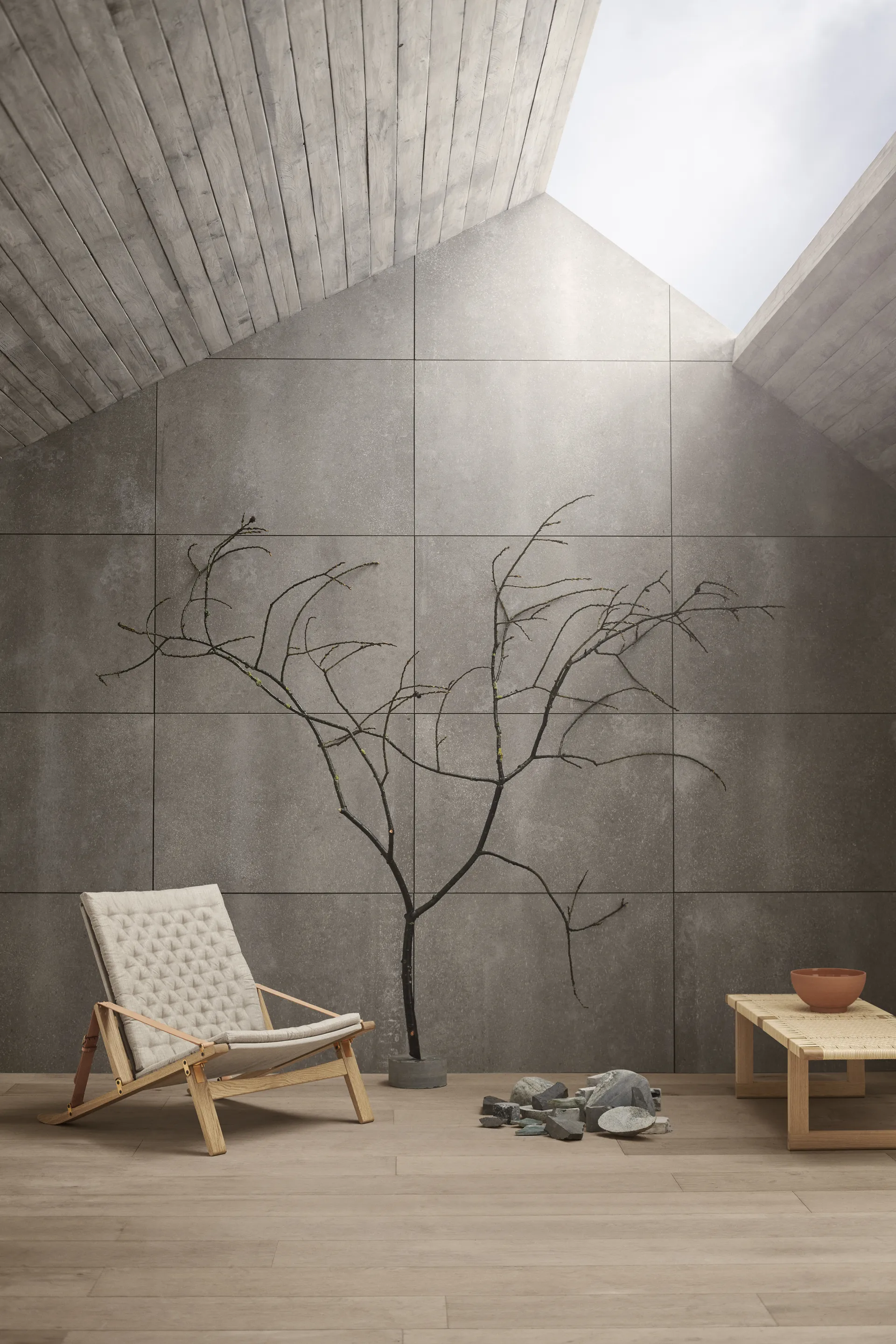 FK11 Plico fåtölj, Tyg canvas natur-vitoljad ek Carl Hansen & Søn