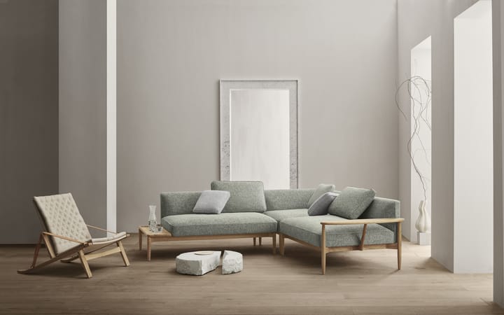 FK11 Plico fåtölj, Tyg canvas natur-vitoljad ek Carl Hansen & Søn