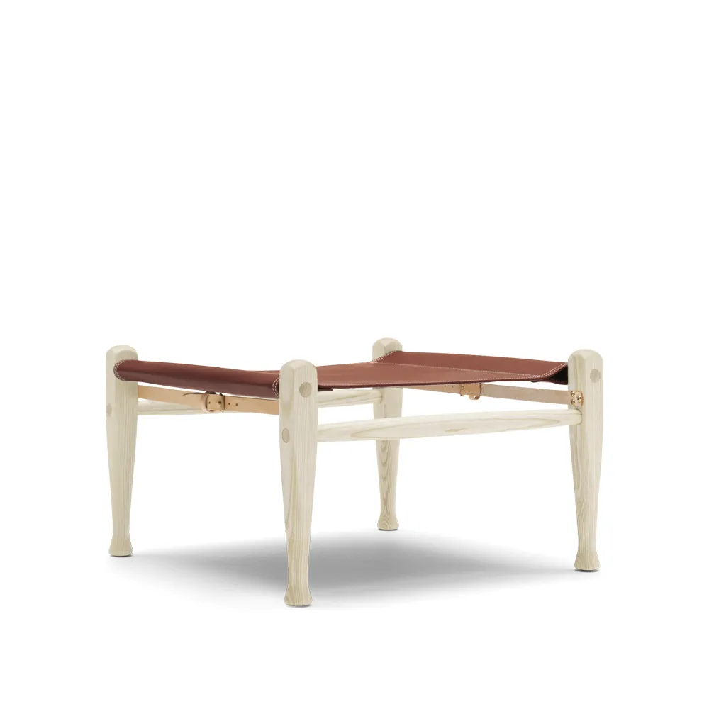 KK97170 Safari fotpall, Thor 307 läder-vitoljad ask Carl Hansen & Søn