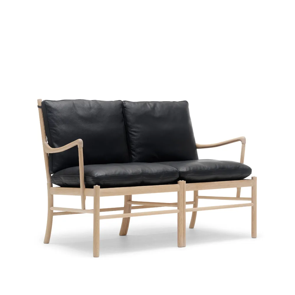OW149-2 Colonial soffa 2-sits, Loke 7150 läder-vitoljad ek Carl Hansen & Søn