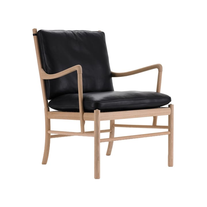 OW149 Colonial chair fåtölj - läder thor 301 svart, såpad ek - Carl Hansen & Søn