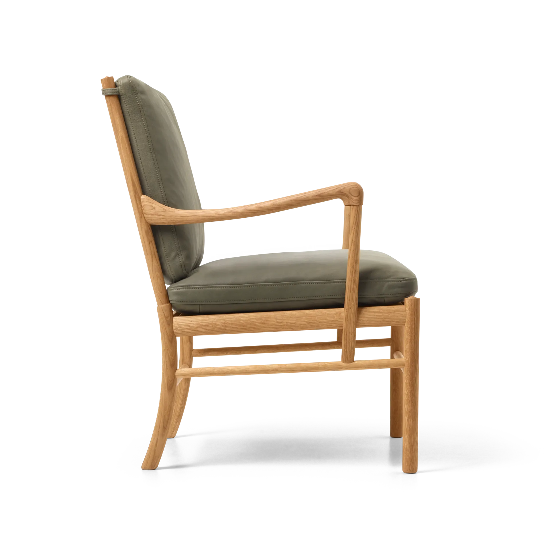 OW149 Colonial chair fåtölj, Terra 20368 läder-oljad ek Carl Hansen & Søn
