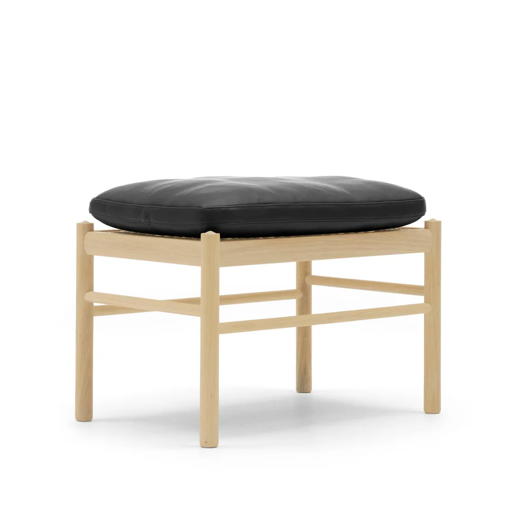 OW149F Colonial fotpall, Thor 301 läder-vitoljad ek Carl Hansen & Søn