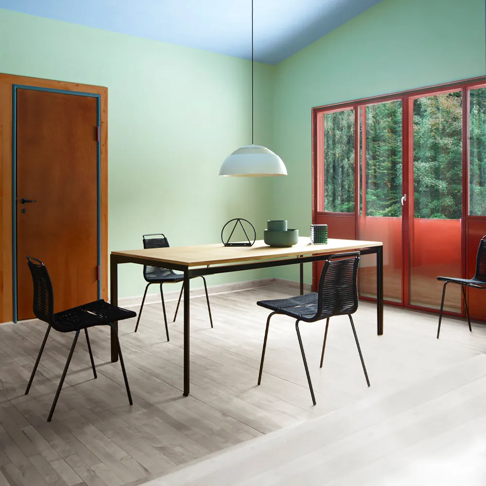 PK1 stol, flagglina natur, rostfritt stål Carl Hansen & Søn