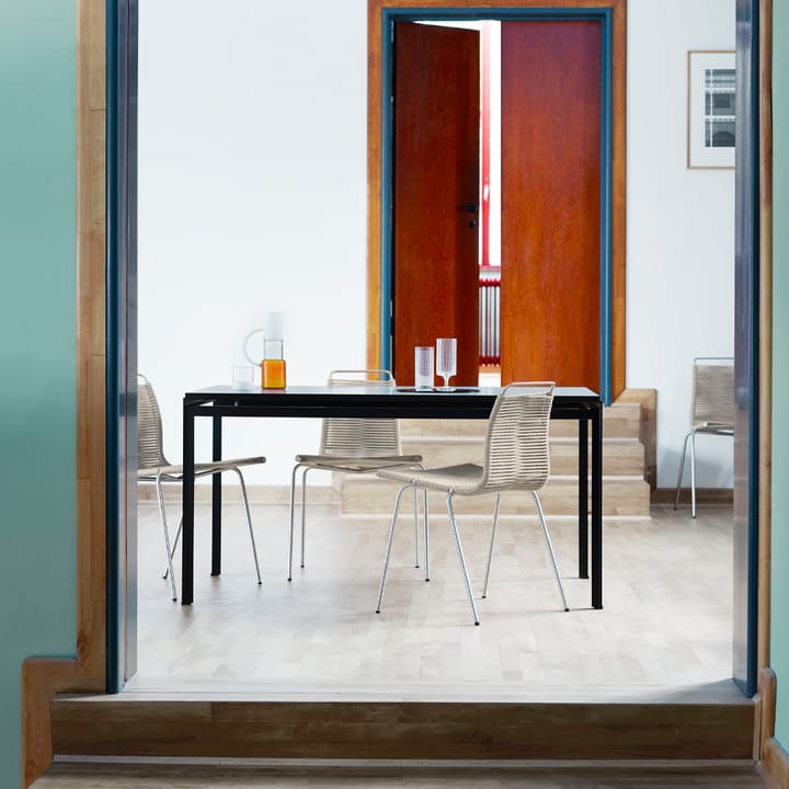 PK52 Professorbordet matbord svartlackat stål, Klarlackad ek Carl Hansen & Søn