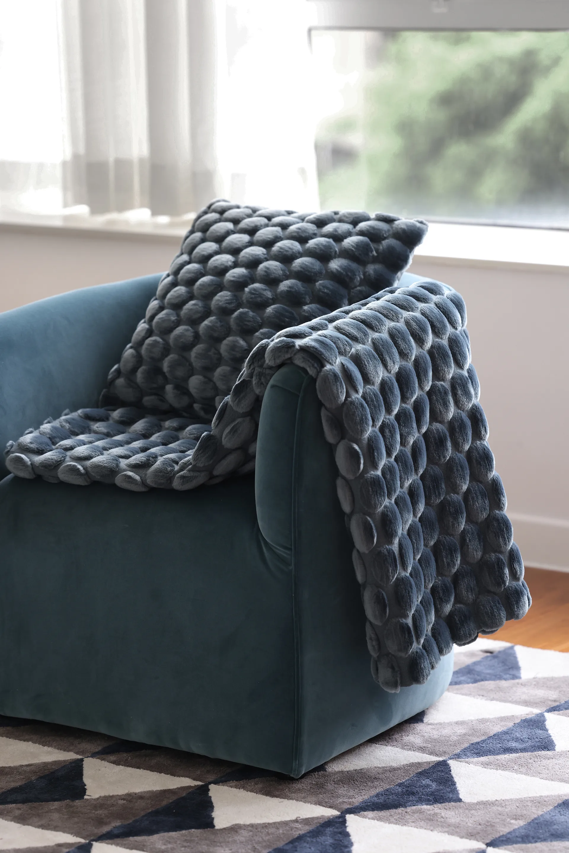 Egg Collection pläd 170x130 cm, Petrol Ceannis