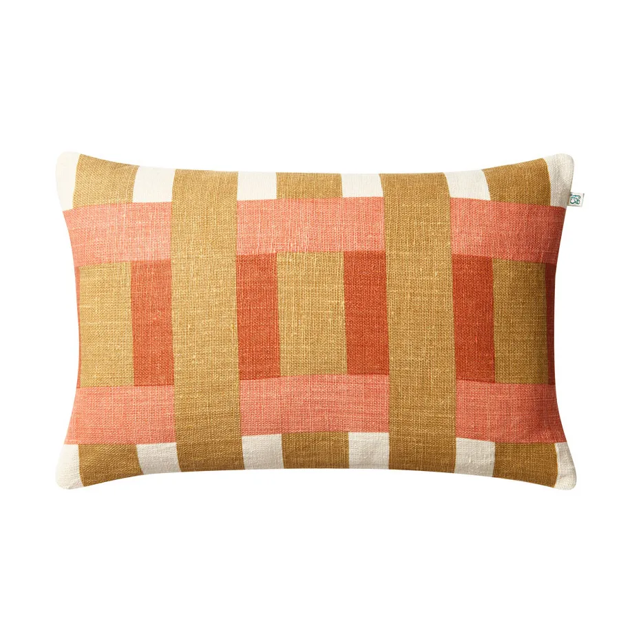 Benaras kuddfodral, Khaki-rose-apricot orange, 40x60 cm Chhatwal & Jonsson