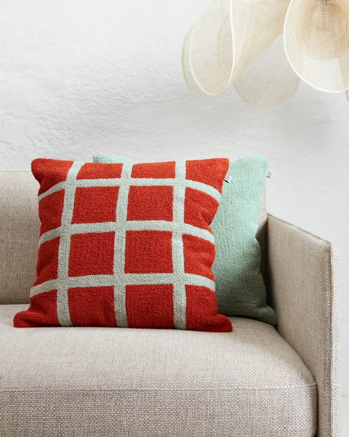 Check kuddfodral 50x50 cm, Apricot orange-aqua Chhatwal & Jonsson