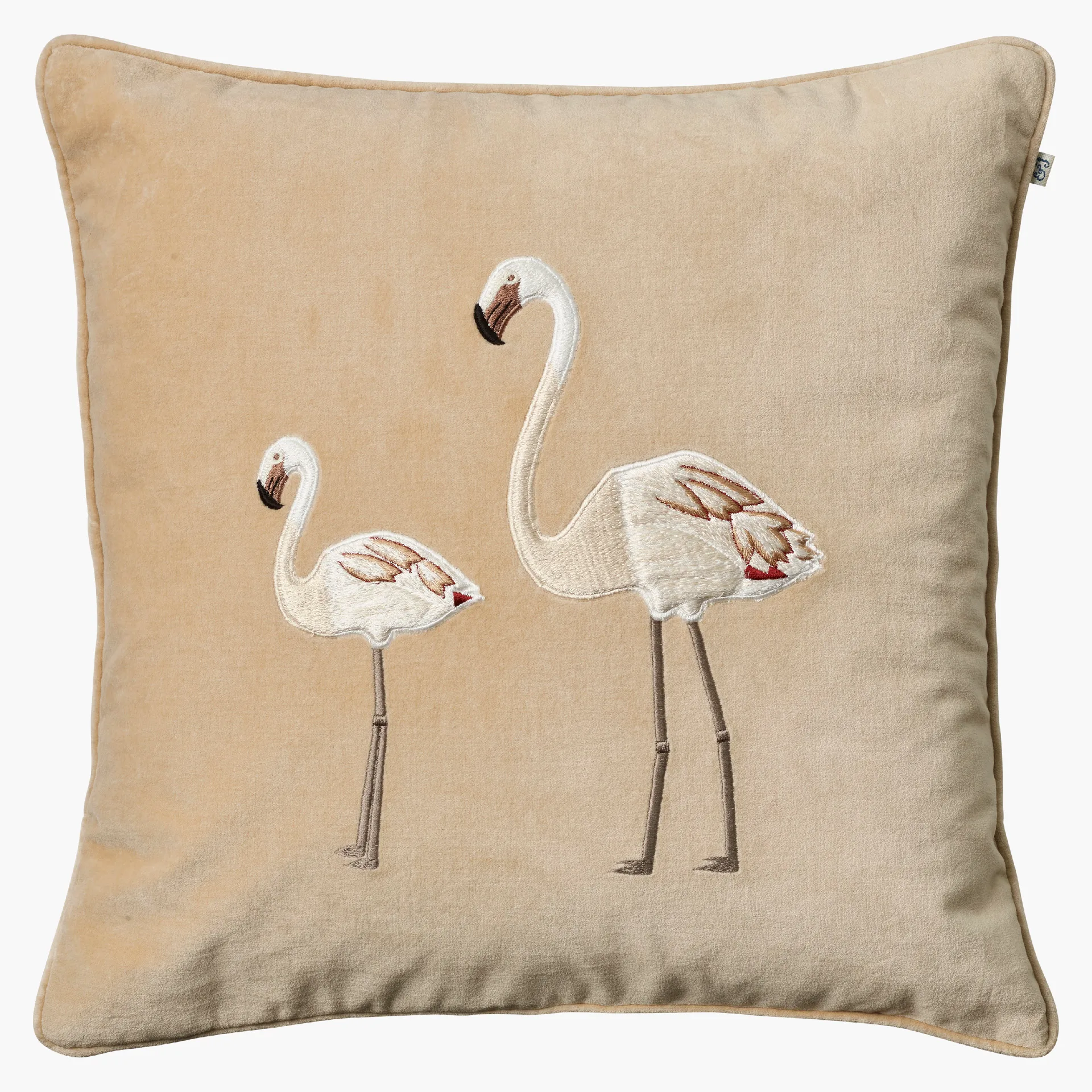 Embroidered Flamingo kuddfodral 50x50 cm, Beige Chhatwal & Jonsson