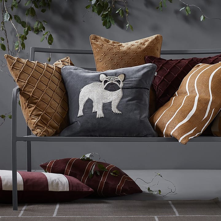 Embroidered French Bull Dog kuddfodral 50x50 cm, Grå Chhatwal & Jonsson