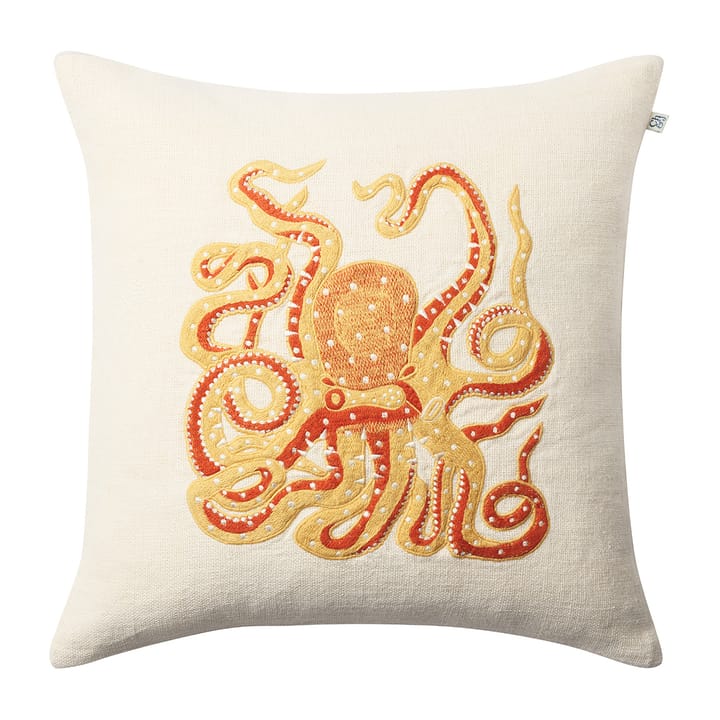 Embroidered Octopus kuddfodral 50x50 cm - Spicy yellow-orange - Chhatwal & Jonsson