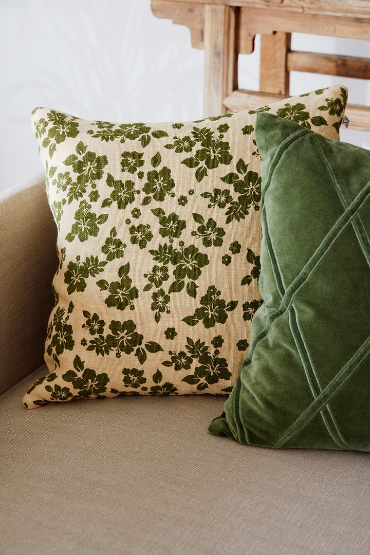 Indu kuddfodral 50x50 cm, Light beige-cactus green Chhatwal & Jonsson