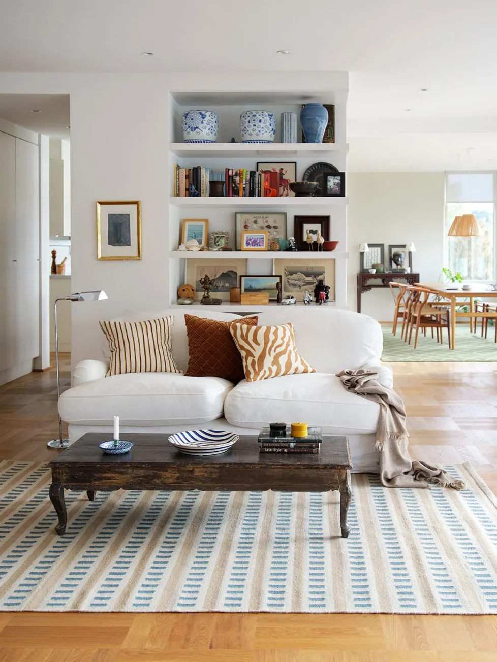 Ladakh ullmatta, Off white-l. beige-heaven blue, 180x270 cm Chhatwal & Jonsson