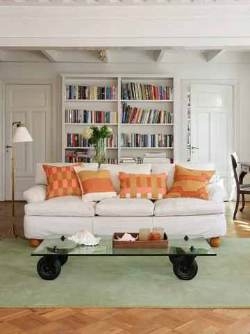 Marari kuddfodral - Apricot orange-khaki-rose, 50x50 cm - Chhatwal & Jonsson