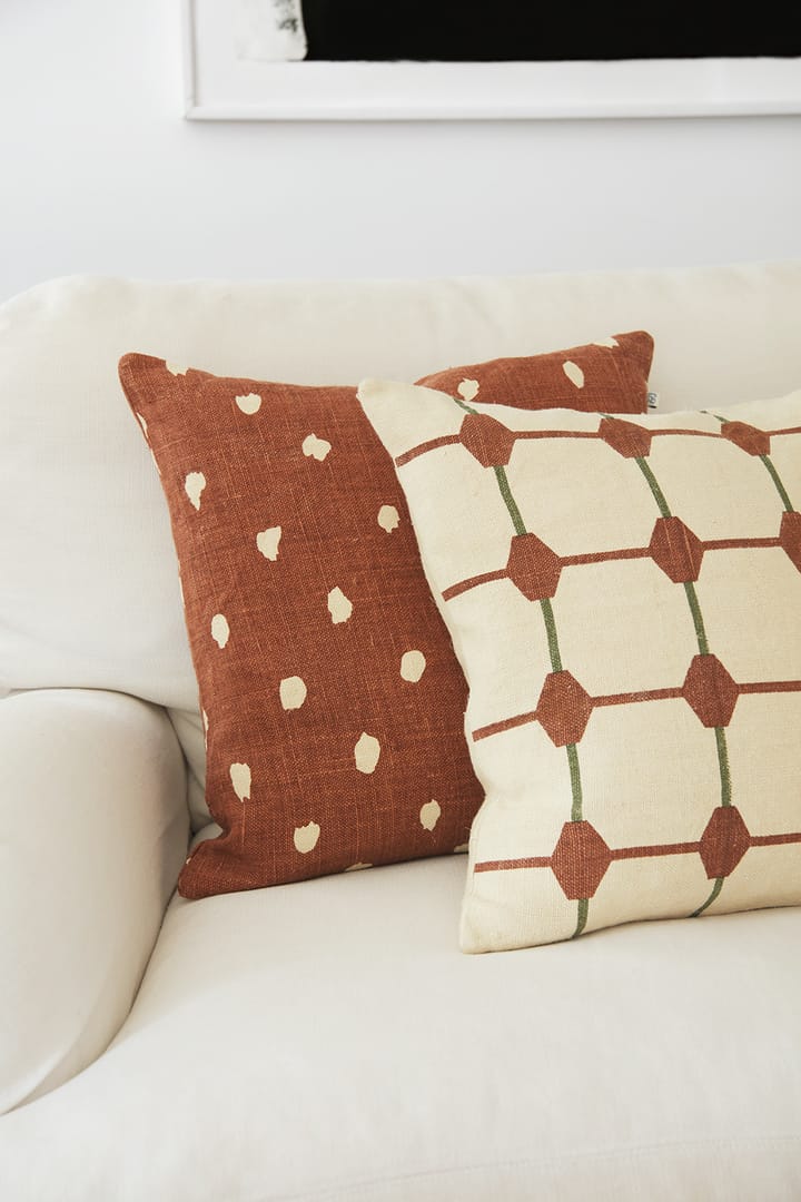Rakhi kuddfodral 50x50 cm, Terracotta-cactus green Chhatwal & Jonsson