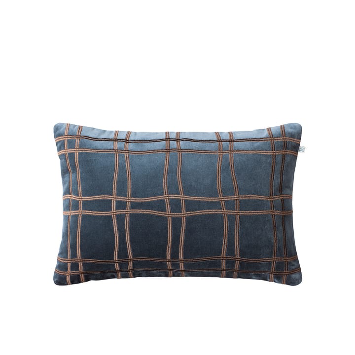 Tattersall kuddfodral - sea blue/cognac, 60x40 cm - Chhatwal & Jonsson