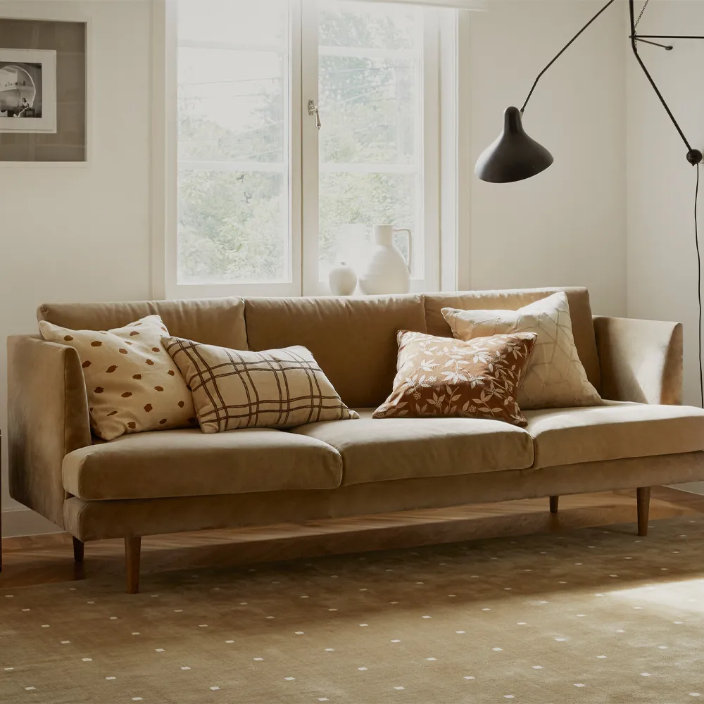 Tattersall kuddfodral, sea blue/cognac, 60x40 cm Chhatwal & Jonsson