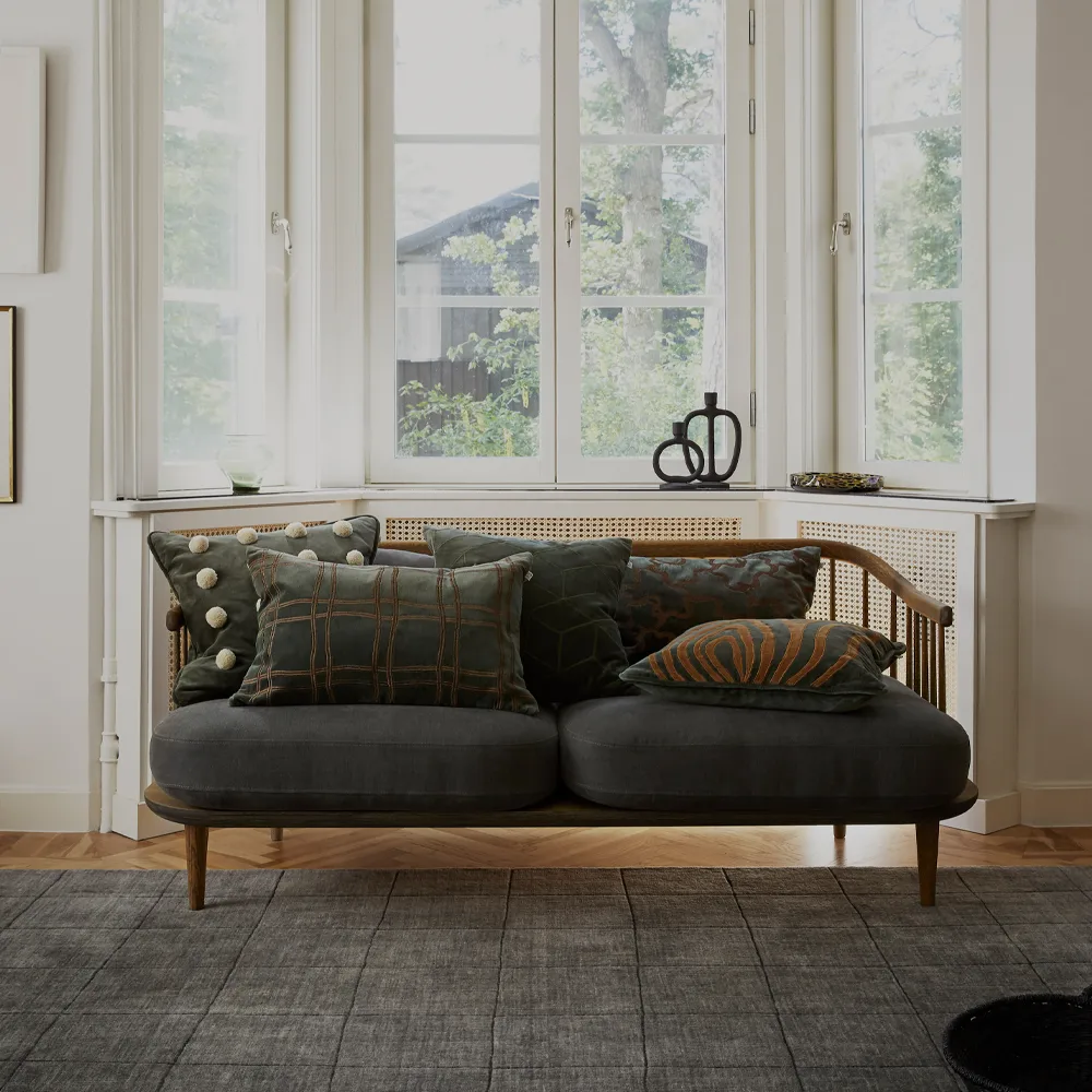 Tattersall kuddfodral, sea blue/cognac, 60x40 cm Chhatwal & Jonsson