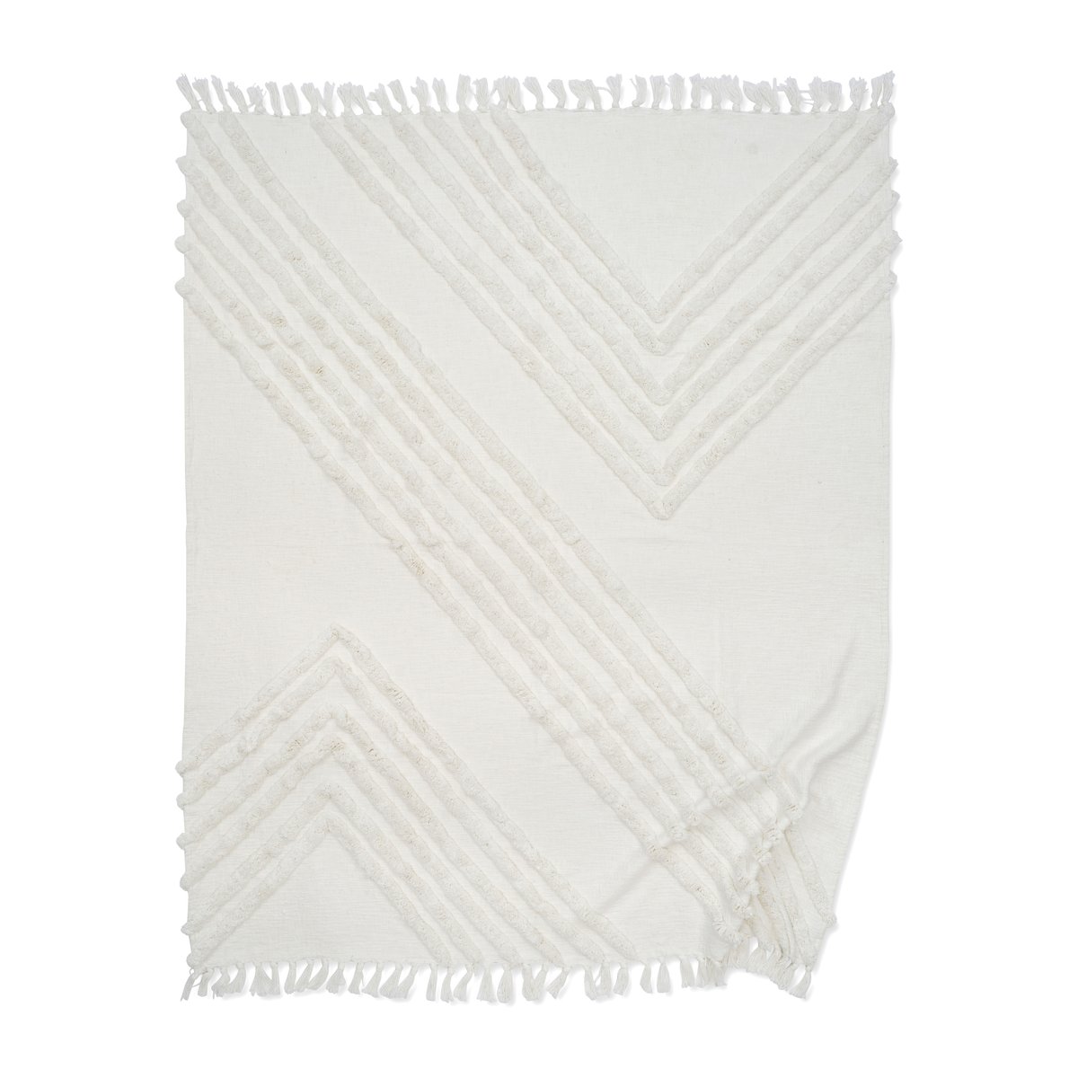 Classic Collection Edge bomullspläd 130x170 cm White