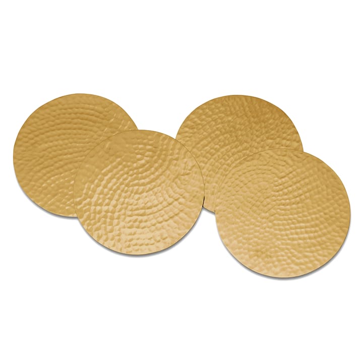 Glasunderlägg hammered Ø10 cm 4-pack, Mässing Classic Collection