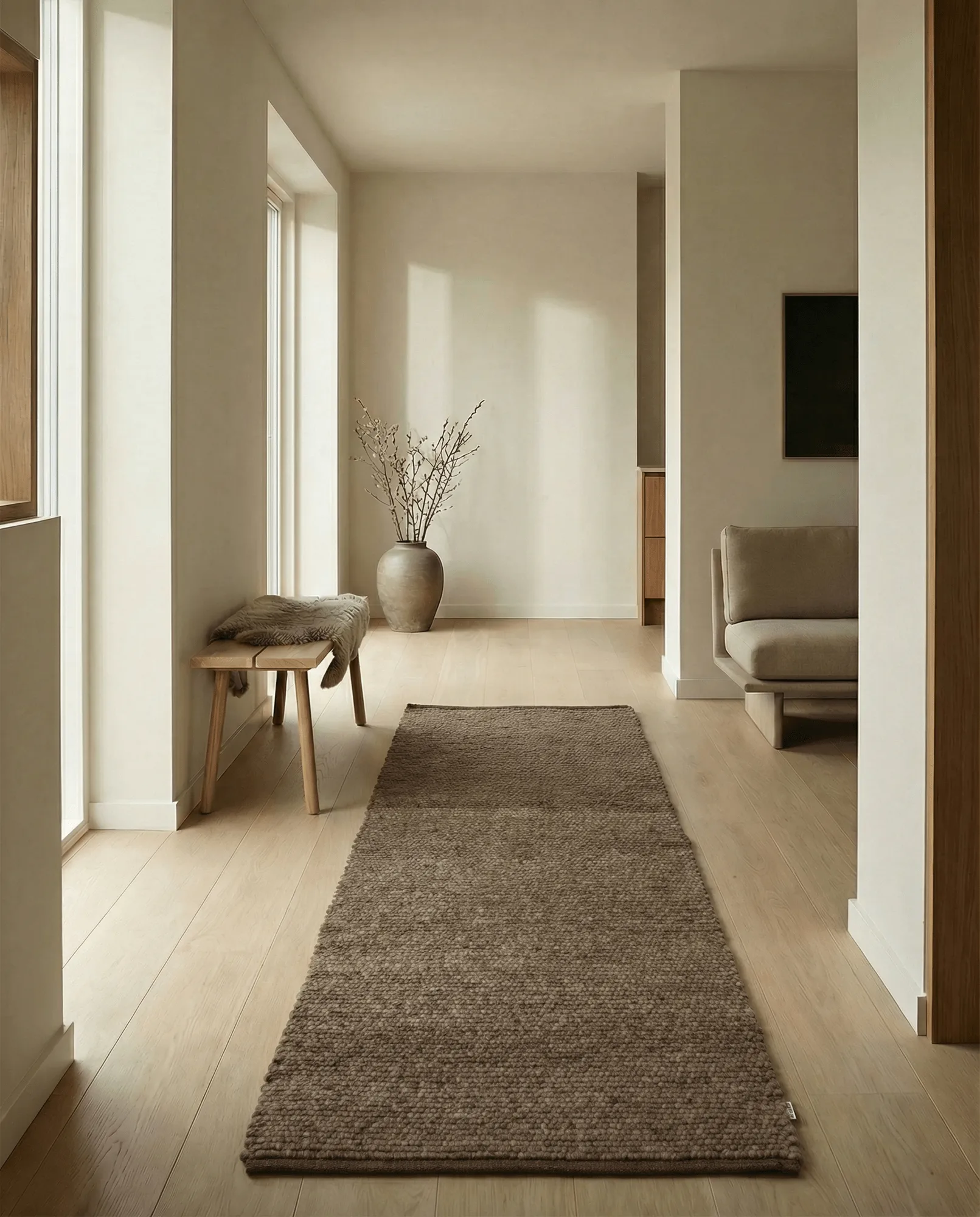 Merino gångmatta, Brun, 80x300 cm Classic Collection