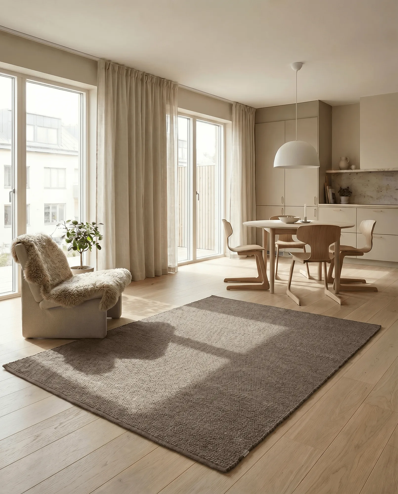 Merino ullmatta, Brun, 250x350 cm Classic Collection
