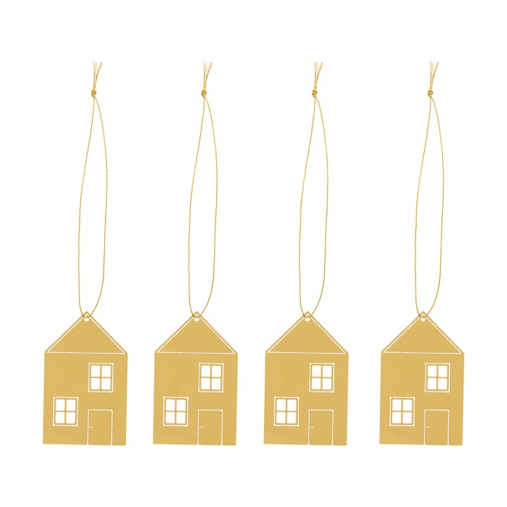 Christmas deco Town house 6 cm 4-pack - Mässing - Cooee Design