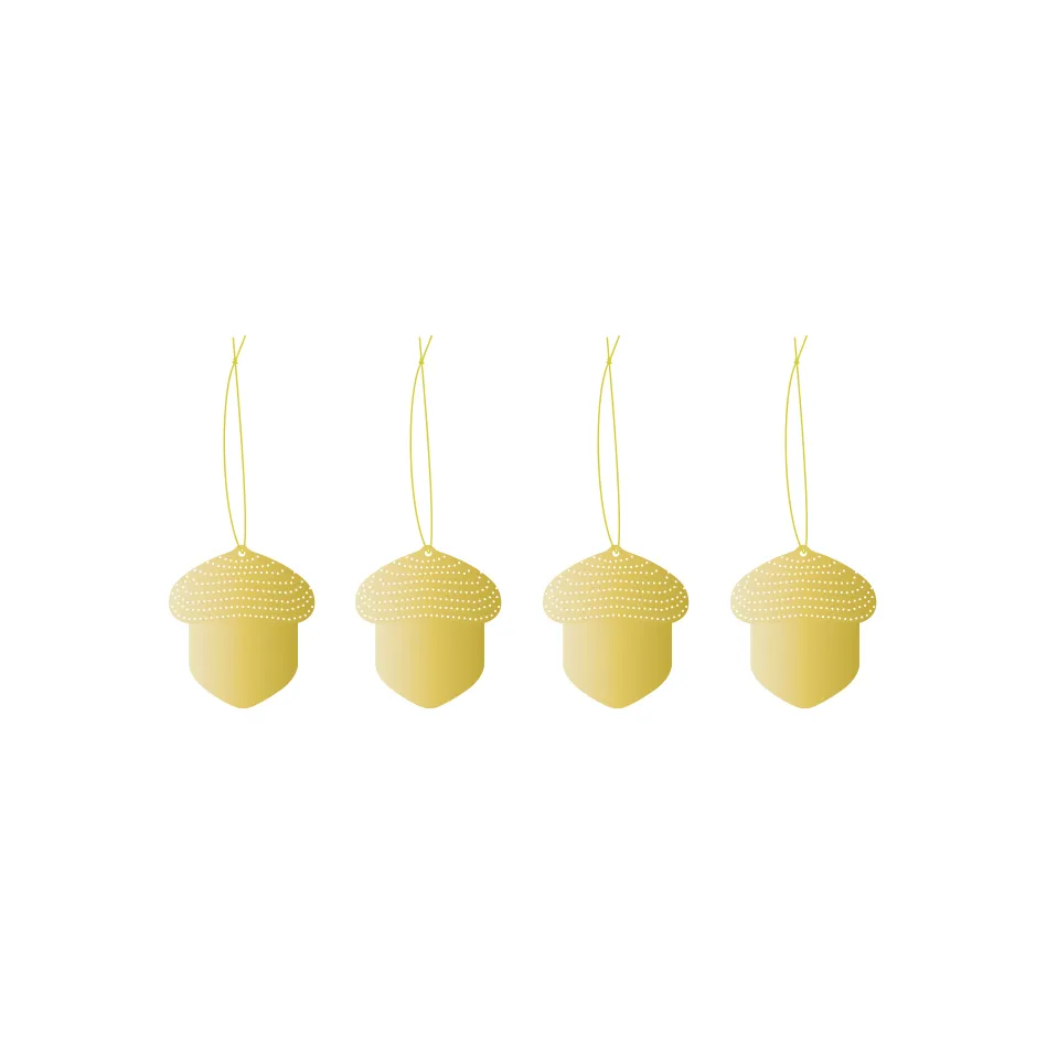 Cooee julhänge mässing 4-pack, Acorn Cooee Design