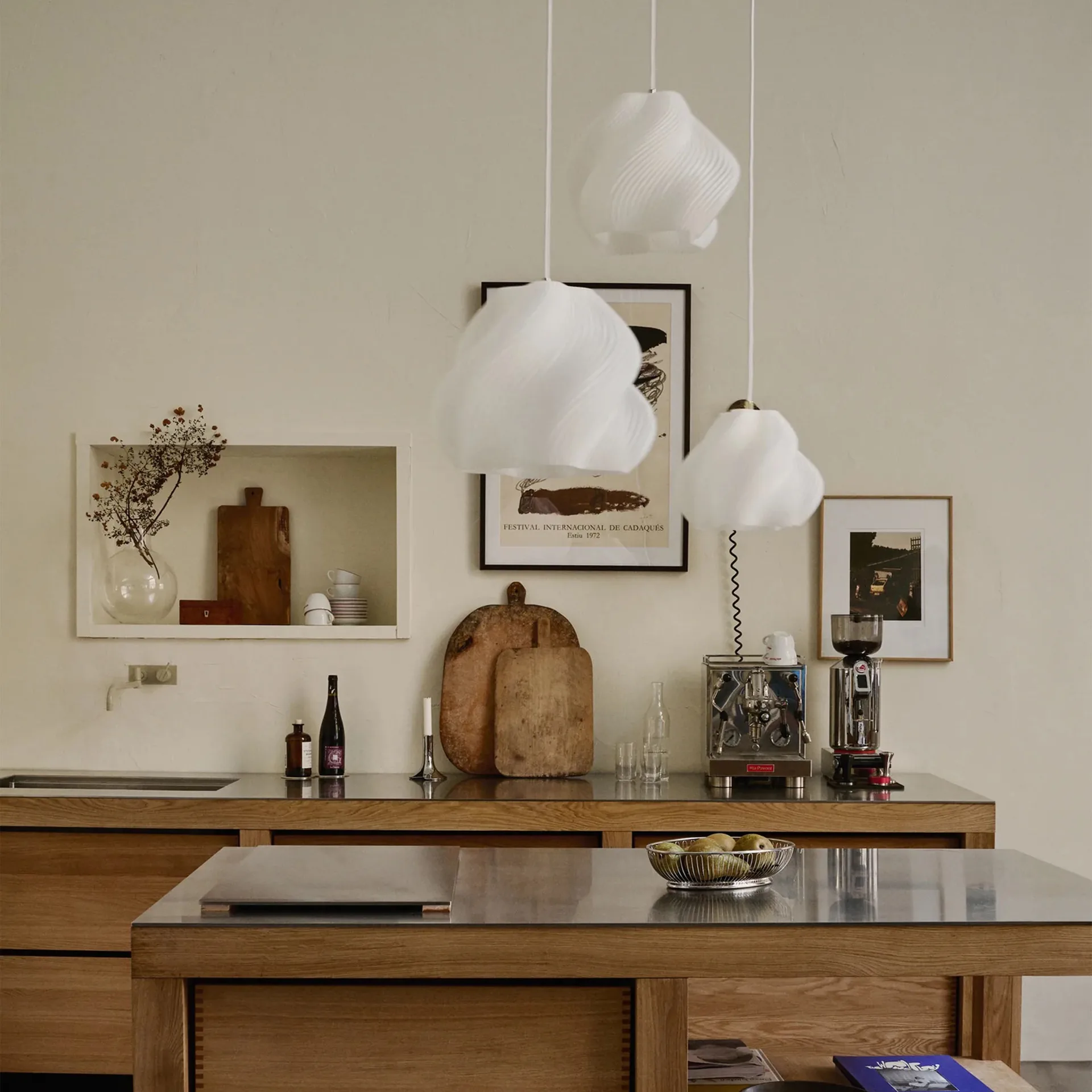 Soft Serve pendel, White-chrome, 01, 20 cm Crème Atelier