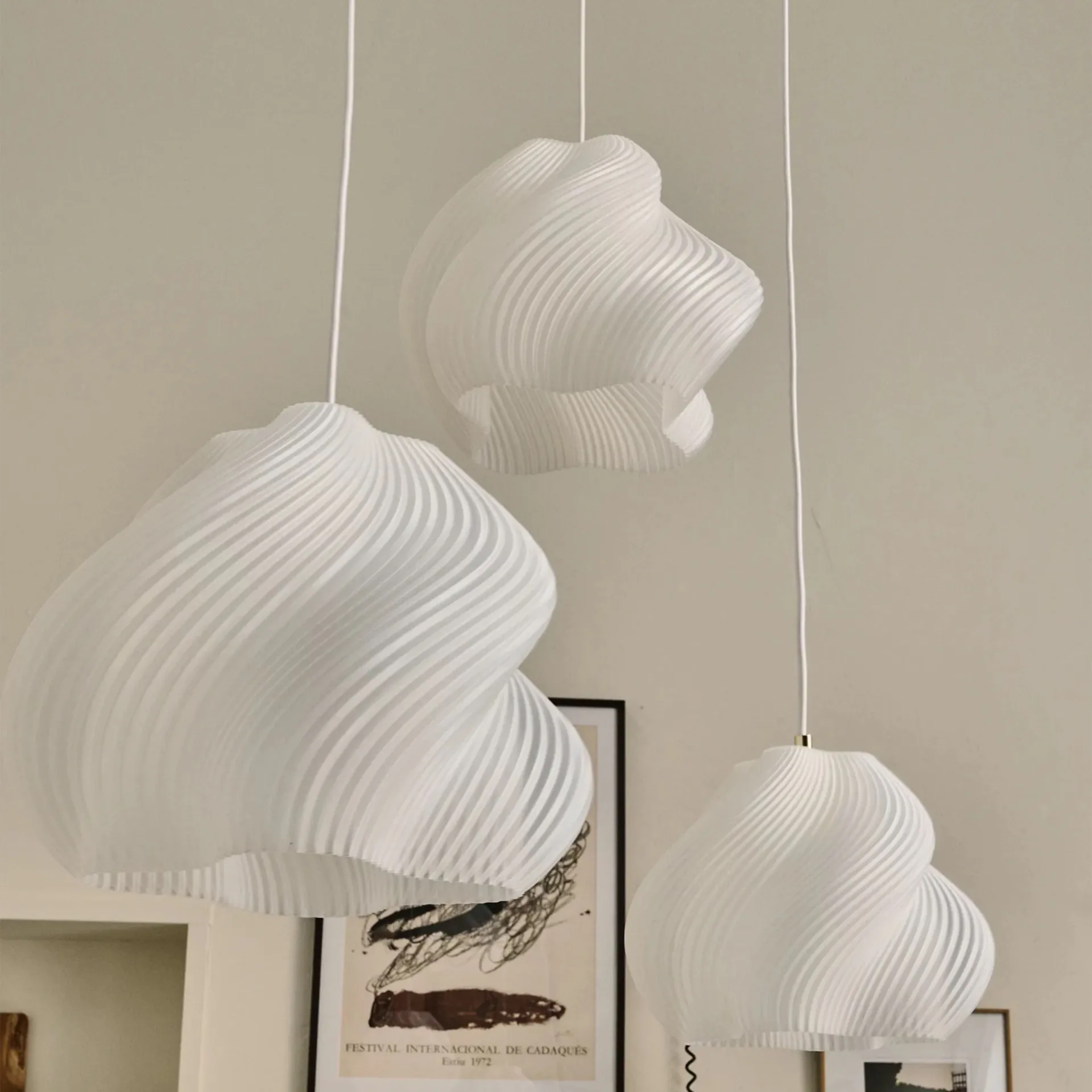 Soft Serve pendel, White-chrome, 01, 20 cm Crème Atelier