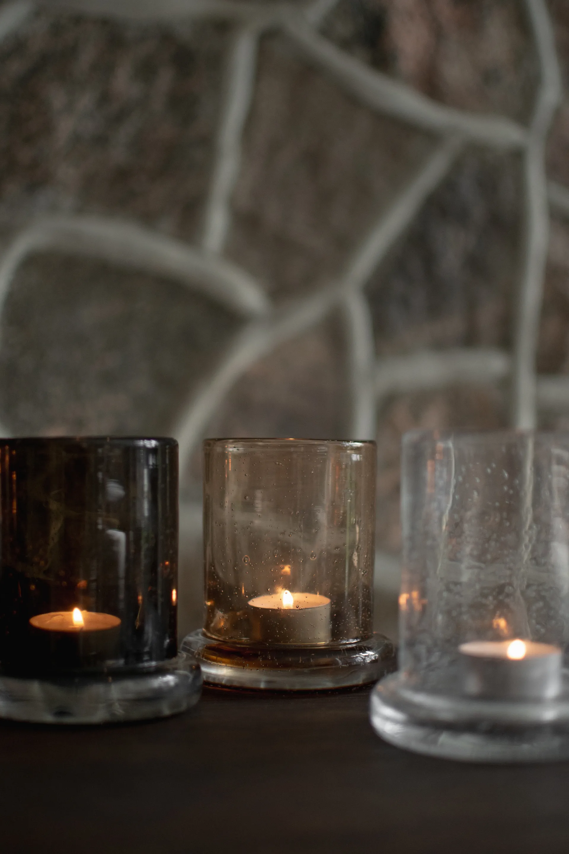 Bubble ljuslykta Ø10 cm, Brown DBKD