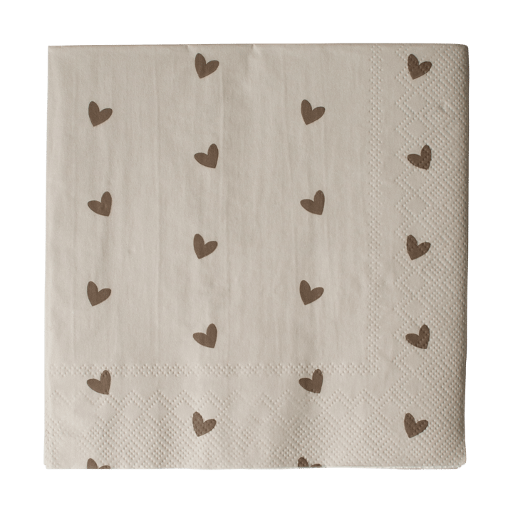 Heart pappersservett 33x33 cm 20-pack - Brown-beige - DBKD