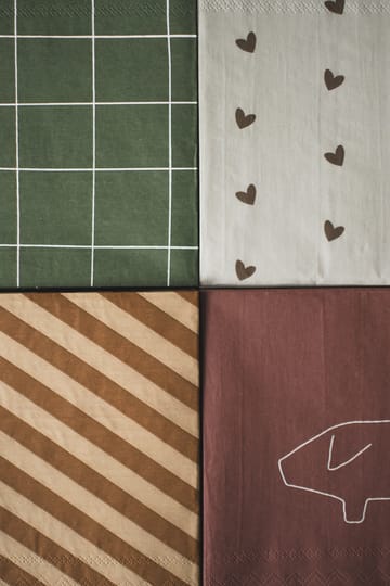 Heart pappersservett 33x33 cm 20-pack - Brown-beige - DBKD