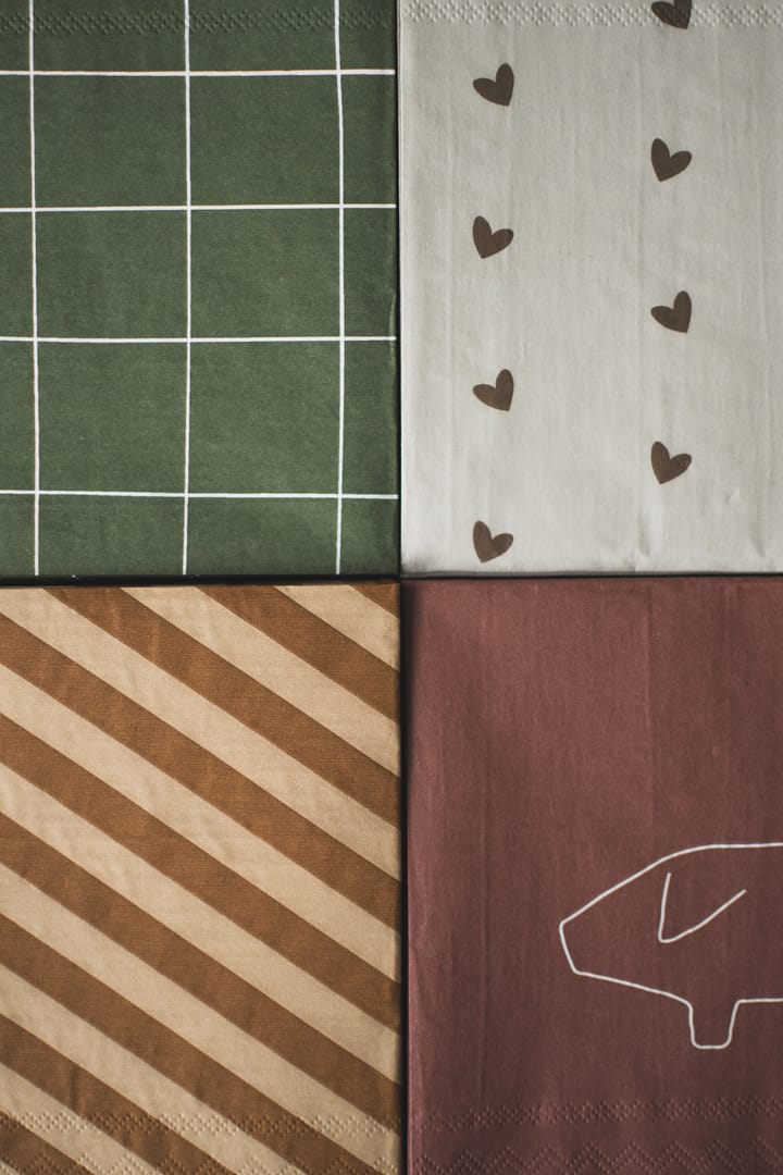 Heart pappersservett 33x33 cm 20-pack, Brown-beige DBKD